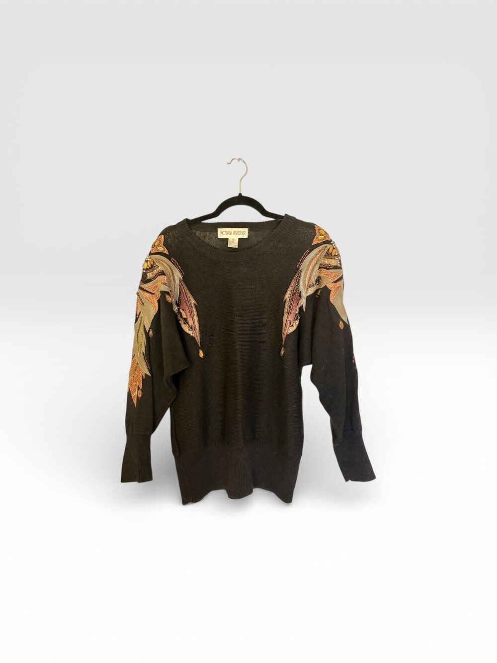 Vintage Victoria Harbour Embellished Knit Sweater | 90s Statement Piece | Sz  M